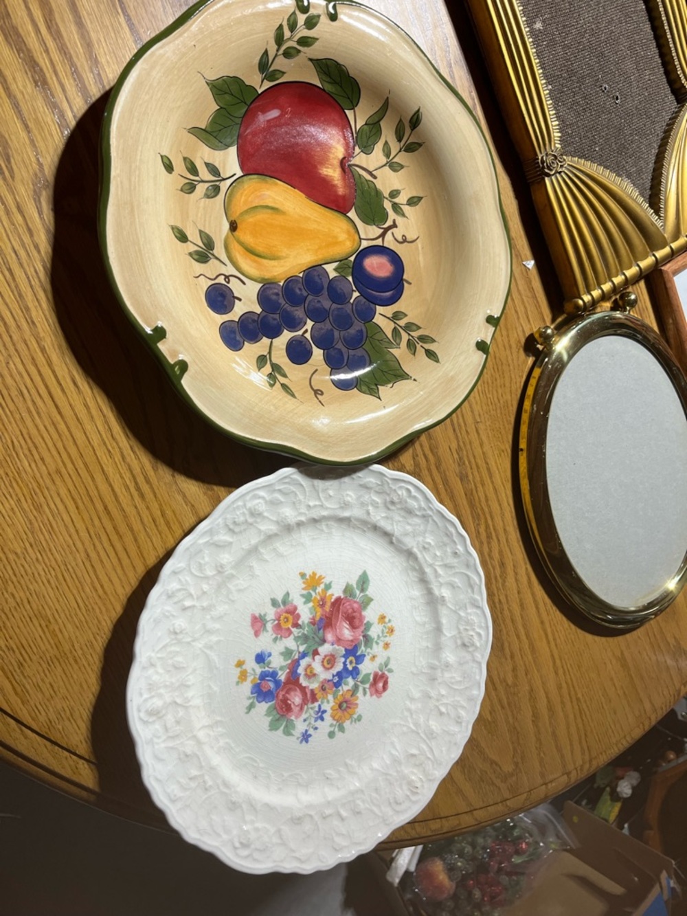 Sango Hand-Painted Fruit Serving Bowl in Cream, Red, Yellow, Blue, Green